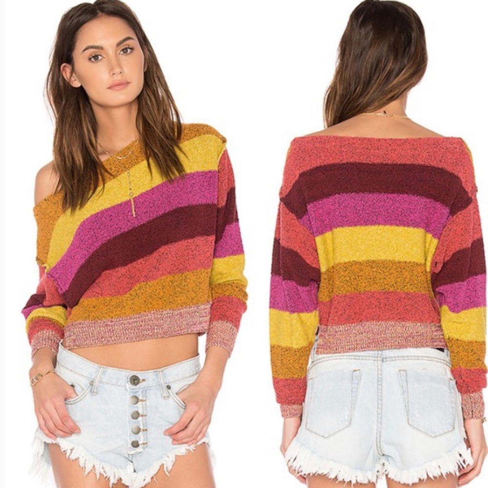 FREE PEOPLE Candyland Knit Striped Sweater